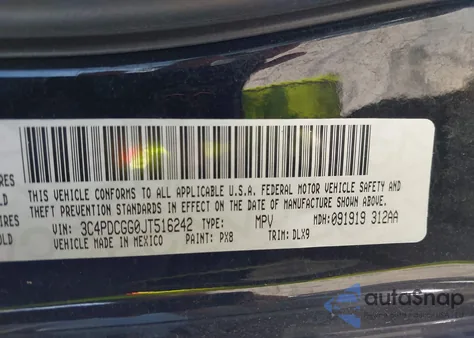 2018 Dodge Journey Crossroad из США, поврежденный, VIN 3C4PDCGG0JT516242